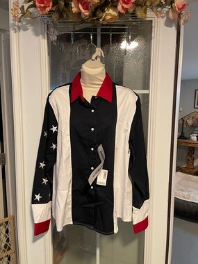Panhandle Slim Black, White and Red Star Western Shirt